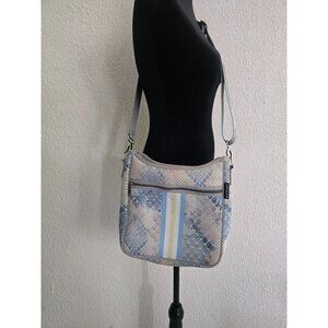 PreneLove Designer Crossbody Bag With Detachable Strap In Blue & White Print